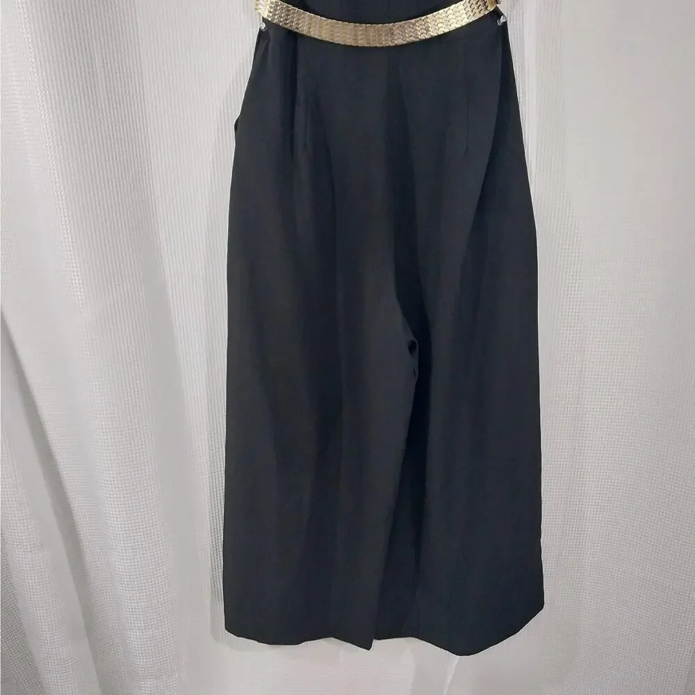 BANANA REPUBLIC! LUXE BLACK ONE PIECE RUFFLED BODICE JUMPSUIT, ONESIE! SZ 6